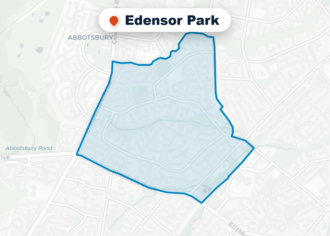Map of Mr Splash plumbing service area in Edensor Park