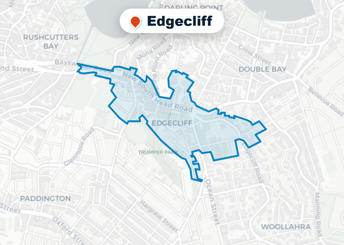 Map of Mr Splash plumbing service area in Edgecliff