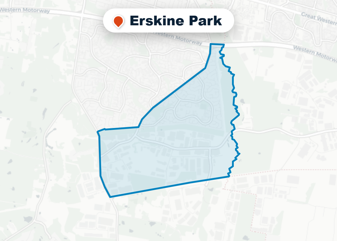 Map of Mr Splash plumbing service area in Erskine Park