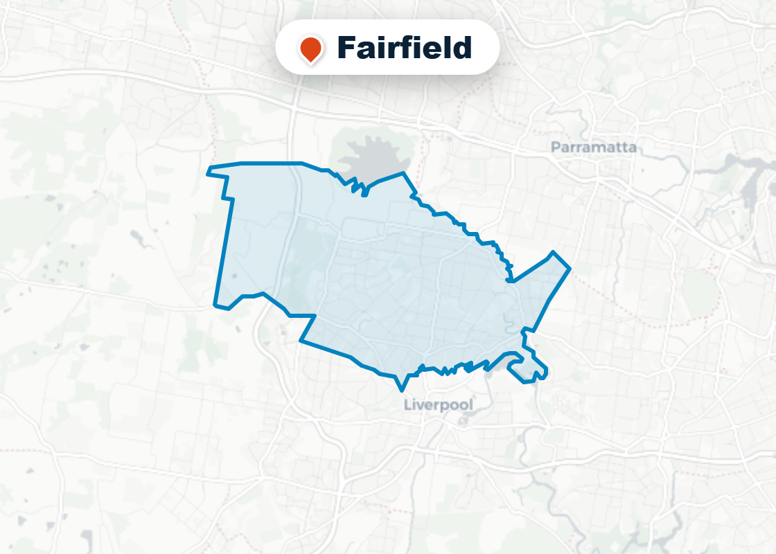 Map of Mr Splash plumbing service area in Fairfield