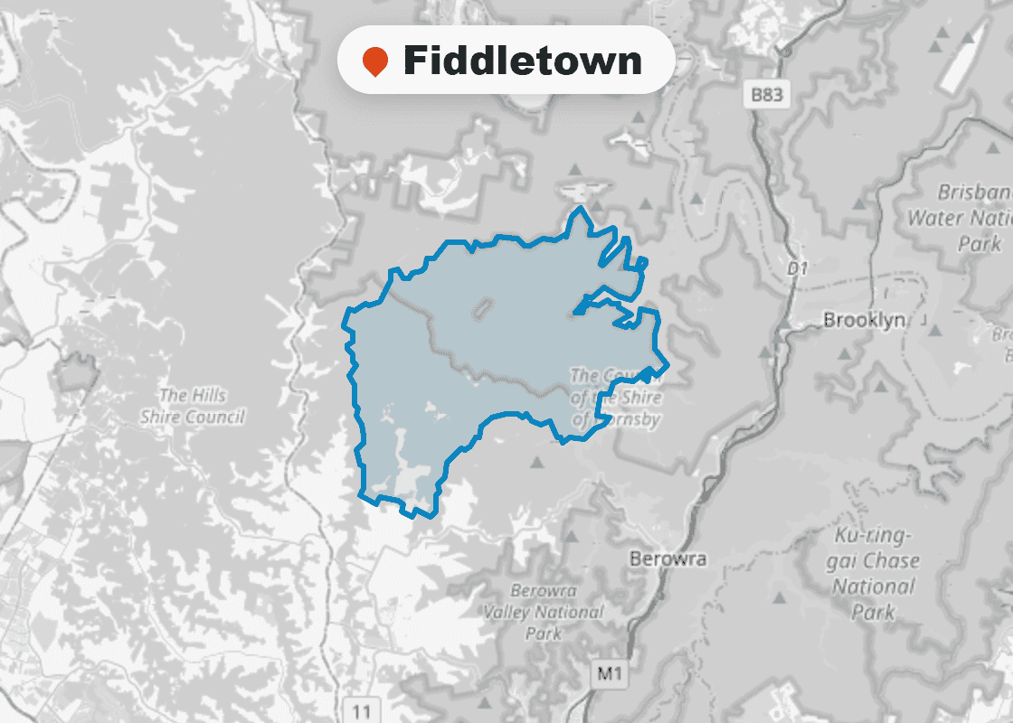 Map of Mr Splash plumbing service area in Fiddletown