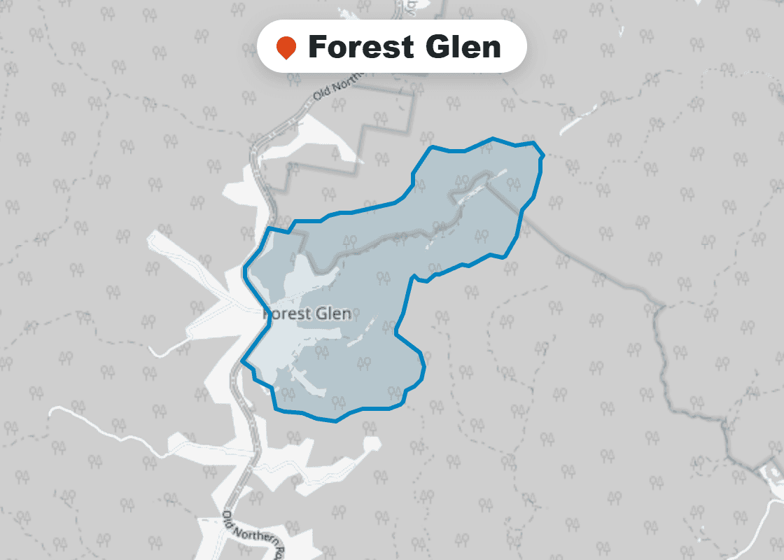 Map of Mr Splash plumbing service area in Forest Glen