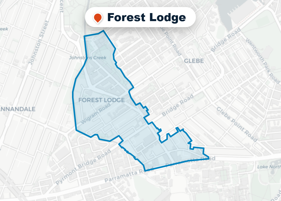 Map of Mr Splash plumbing service area in Forest Lodge
