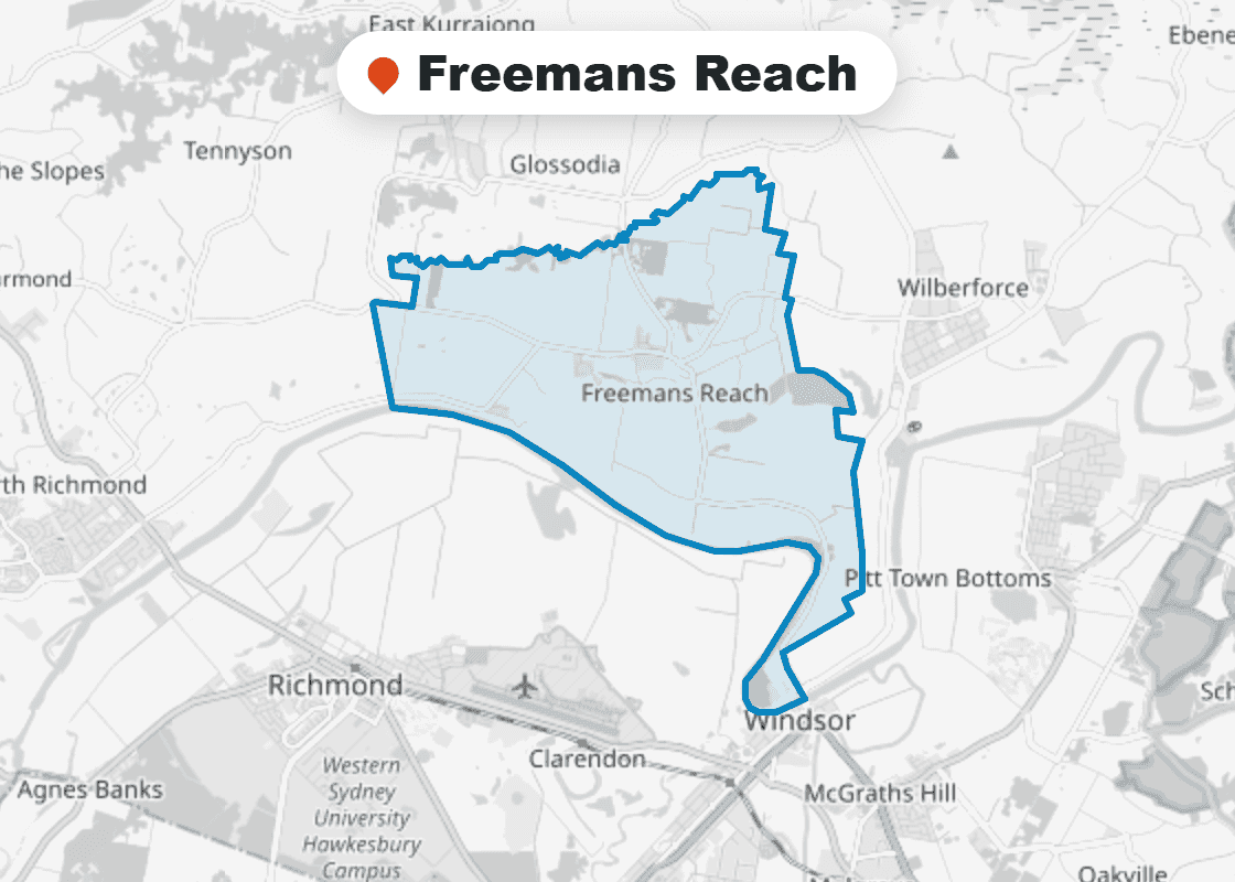 Map of Mr Splash plumbing service area in Freemans Reach