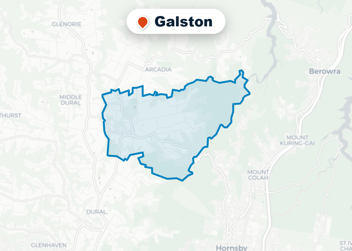 Map of Mr Splash plumbing service area in Galston