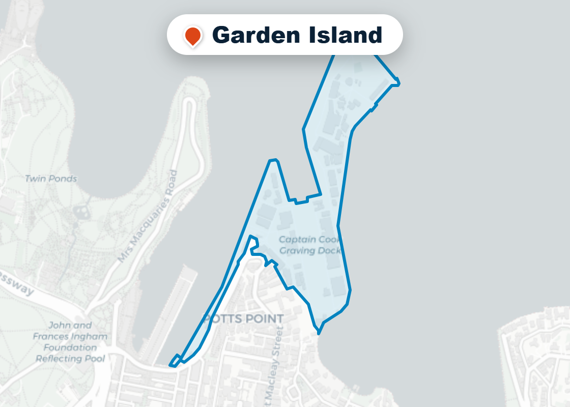 Map of Mr Splash plumbing service area in Garden Island