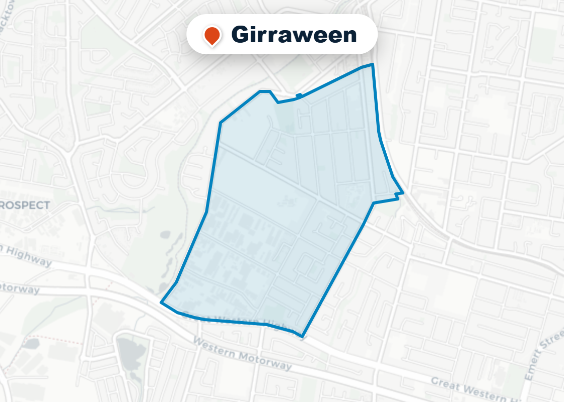Map of Mr Splash plumbing service area in Girraween