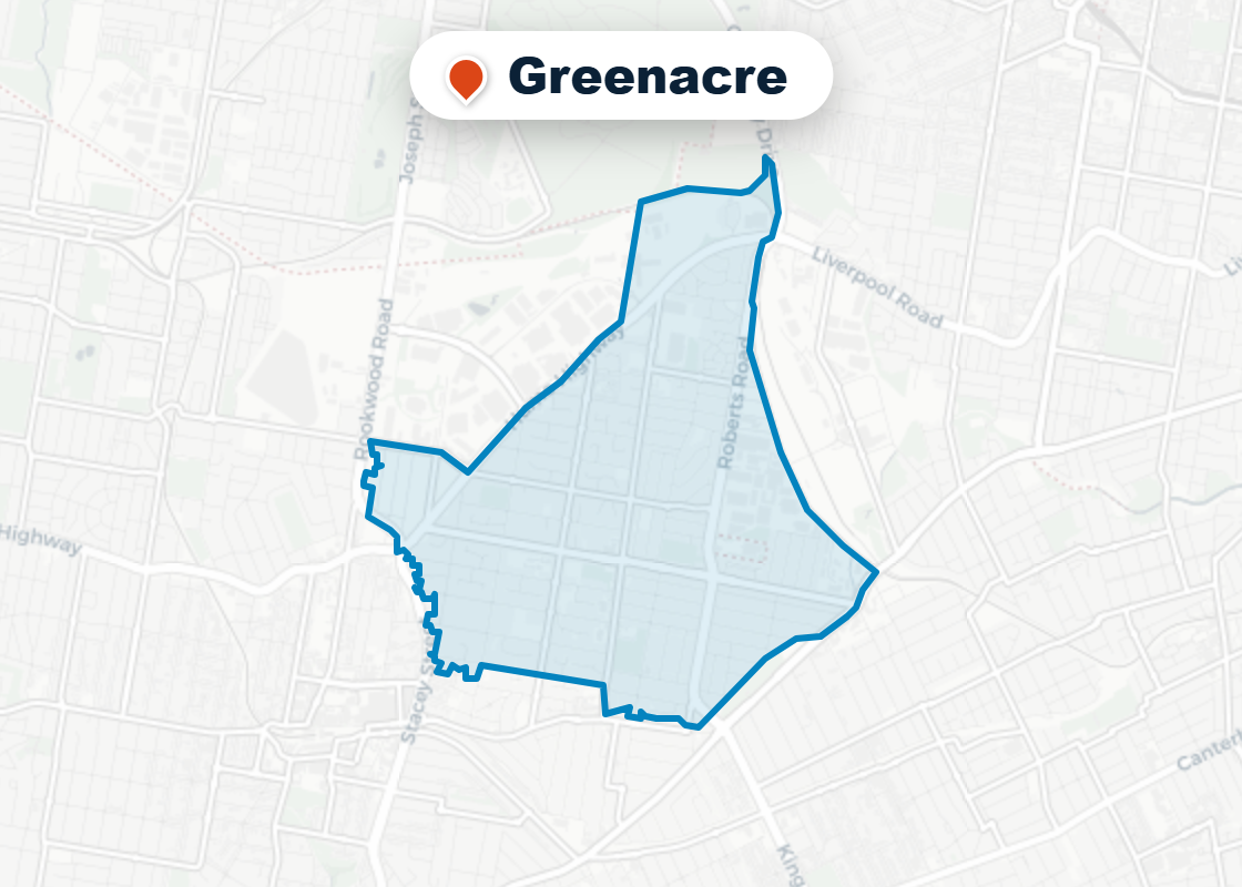 Map of Mr Splash plumbing service area in Greenacre