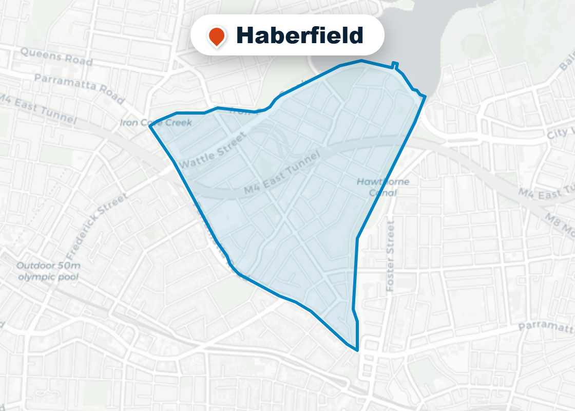 Map of Mr Splash plumbing service area in Haberfield