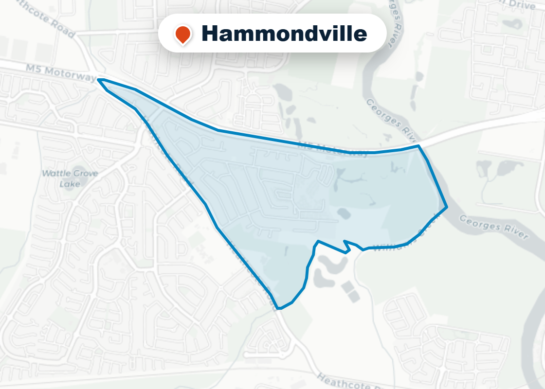 Map of Mr Splash plumbing service area in Hammondville