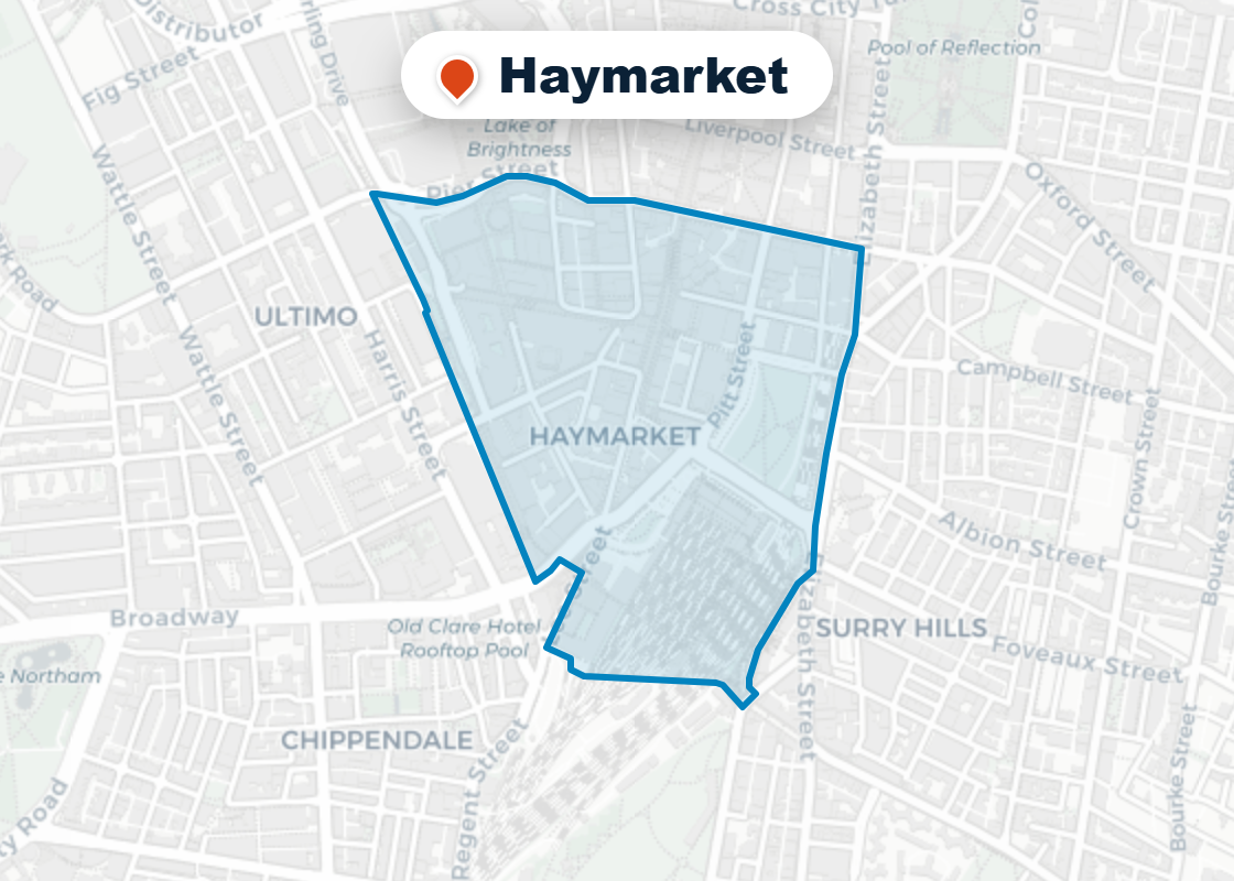 Map of Mr Splash plumbing service area in Haymarket