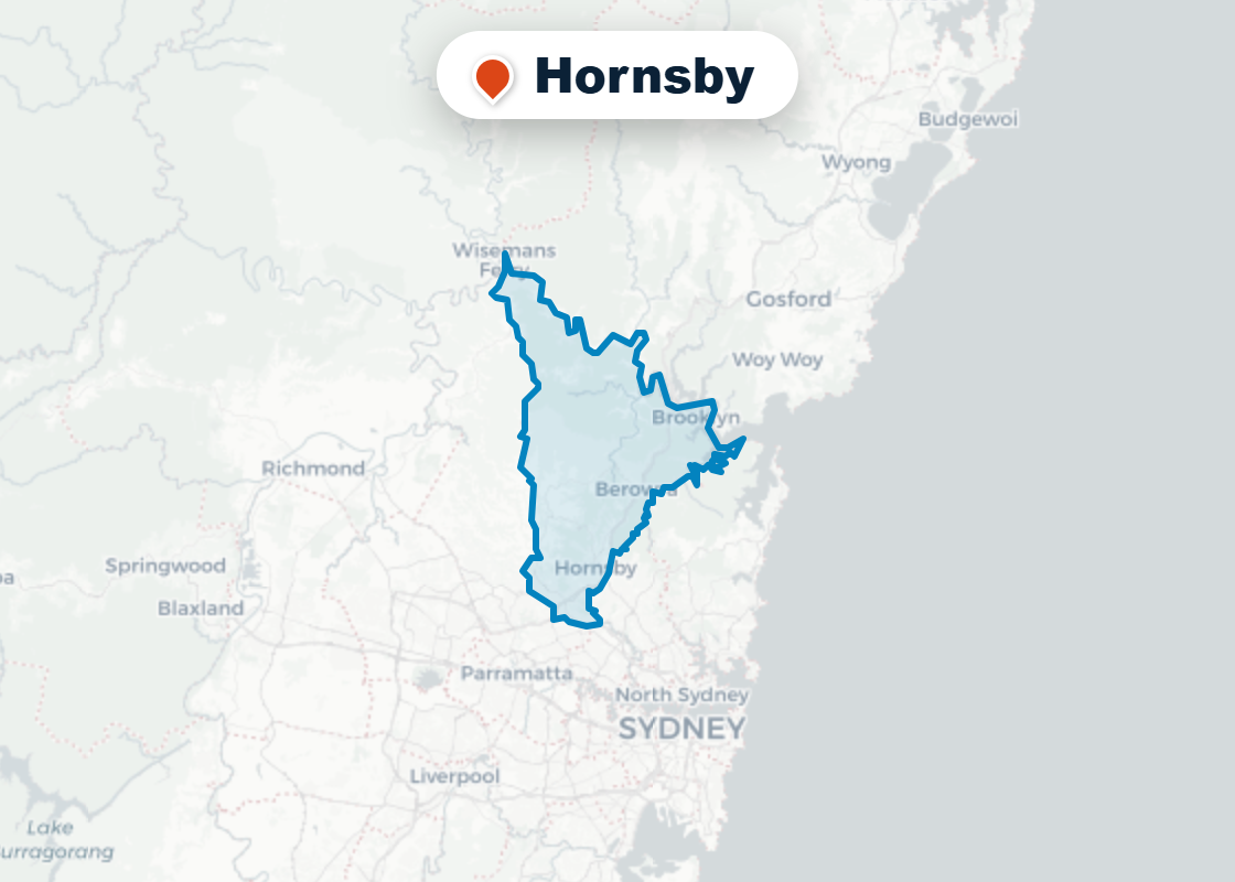 Map of Mr Splash plumbing service area in Hornsby