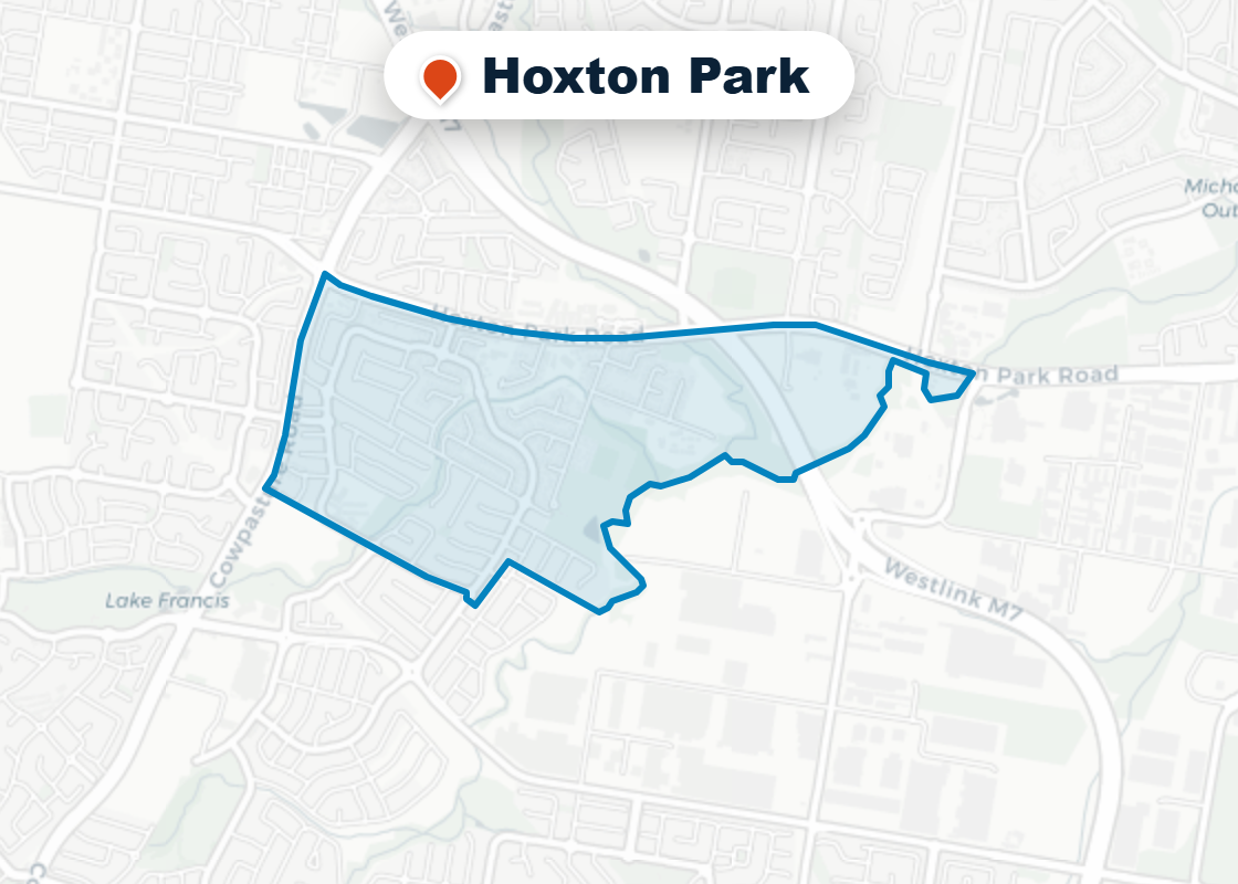 Map of Mr Splash plumbing service area in Hoxton Park