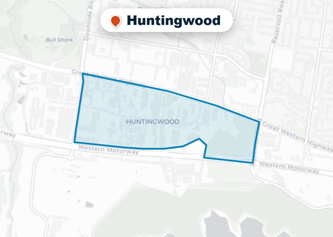 Map of Mr Splash plumbing service area in Huntingwood
