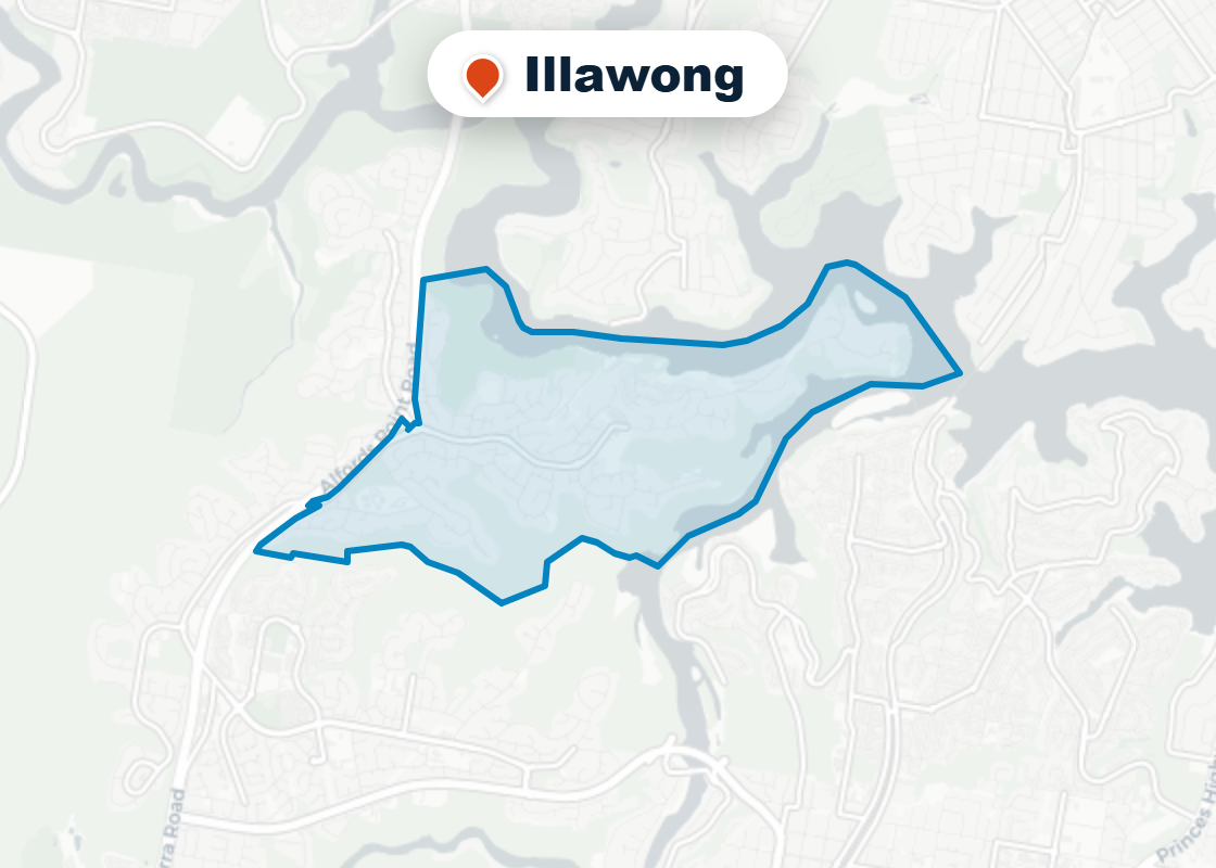 Map of Mr Splash plumbing service area in Illawong