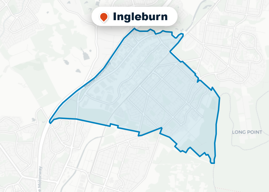 Map of Mr Splash plumbing service area in Ingleburn
