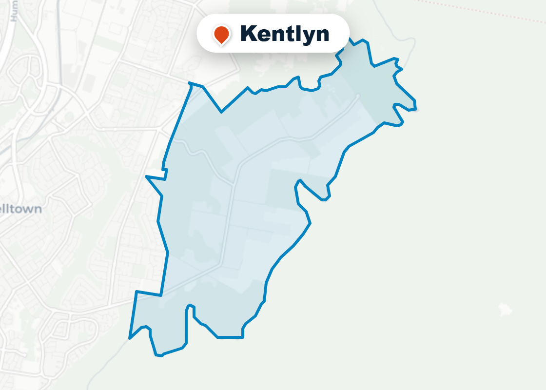 Map of Mr Splash plumbing service area in Kentlyn