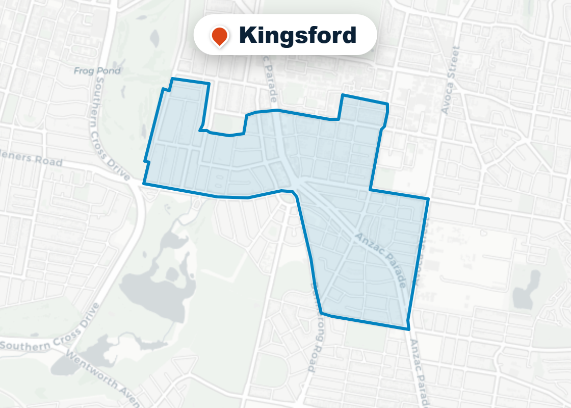 Map of Mr Splash plumbing service area in Kingsford