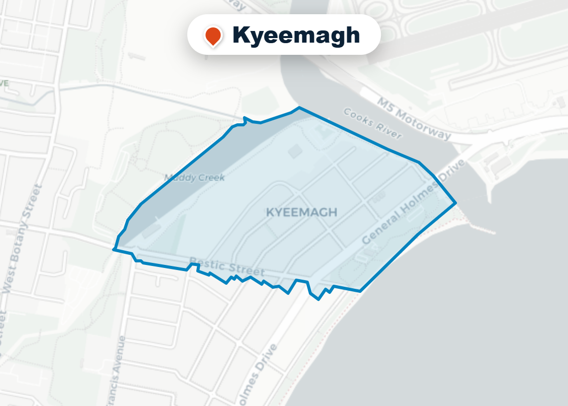 Map of Mr Splash plumbing service area in Kyeemagh