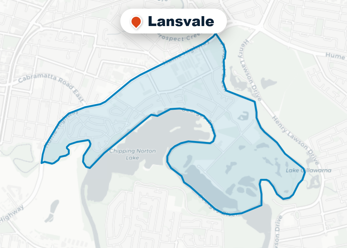Map of Mr Splash plumbing service area in Lansvale