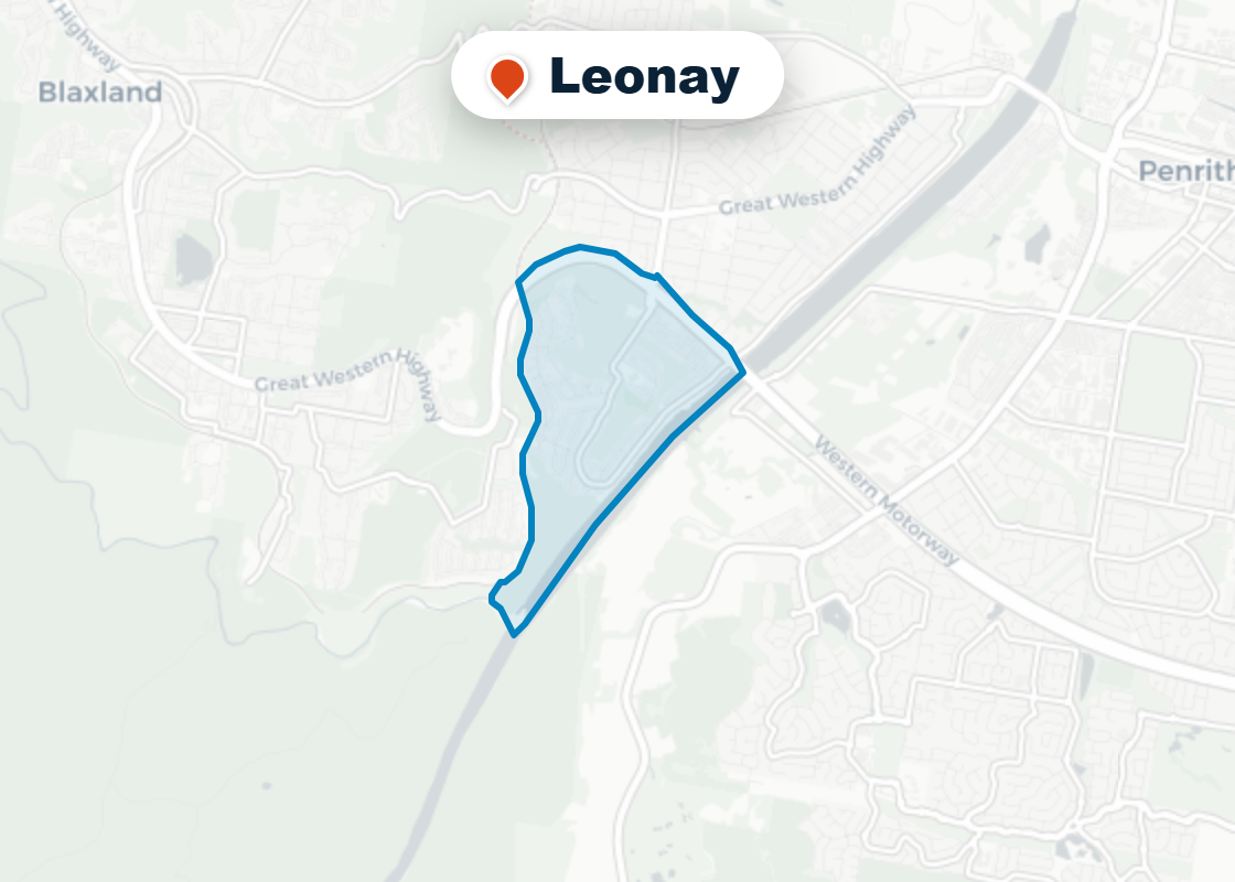 Map of Mr Splash plumbing service area in Leonay