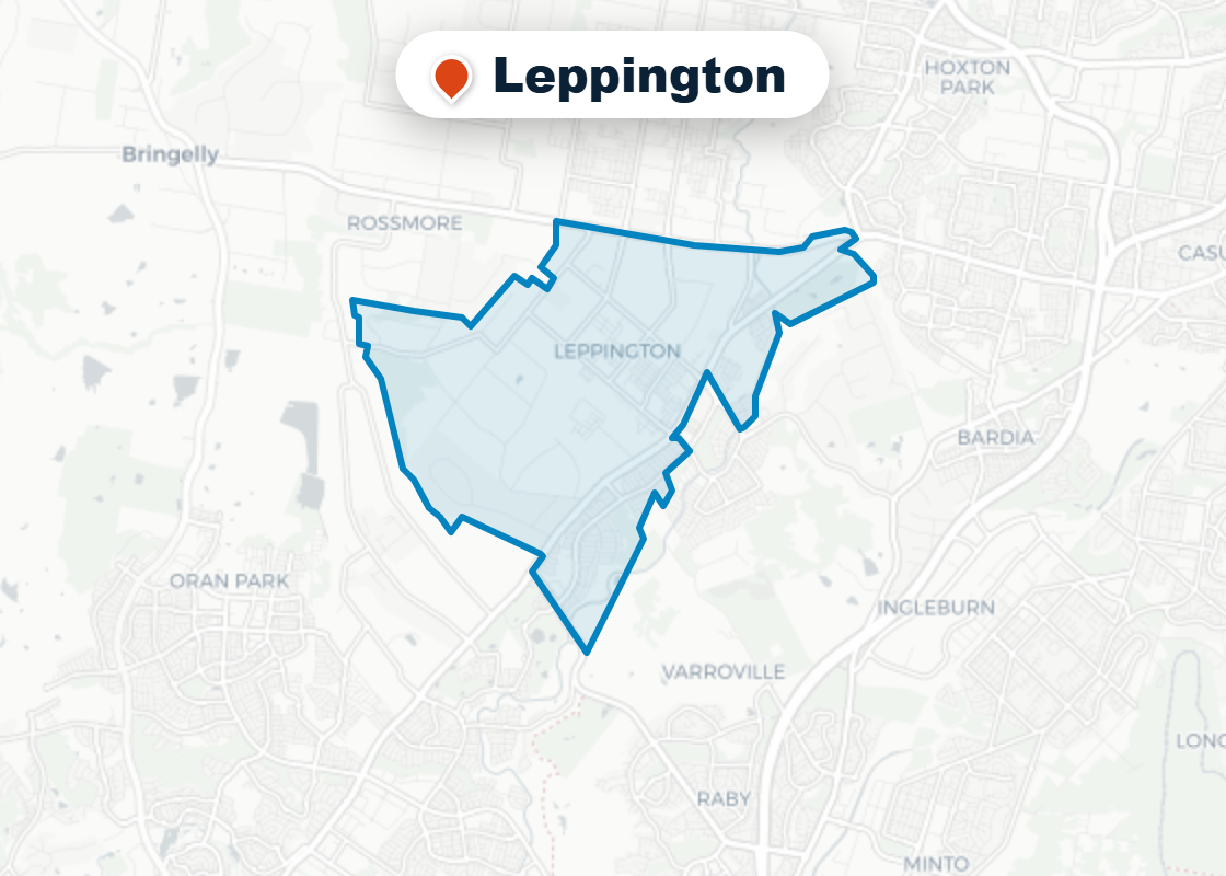 Map of Mr Splash plumbing service area in Leppington