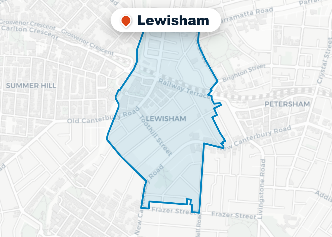 Map of Mr Splash plumbing service area in Lewisham