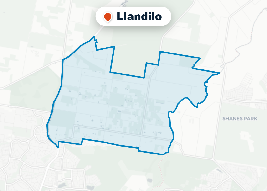 Map of Mr Splash plumbing service area in Llandilo