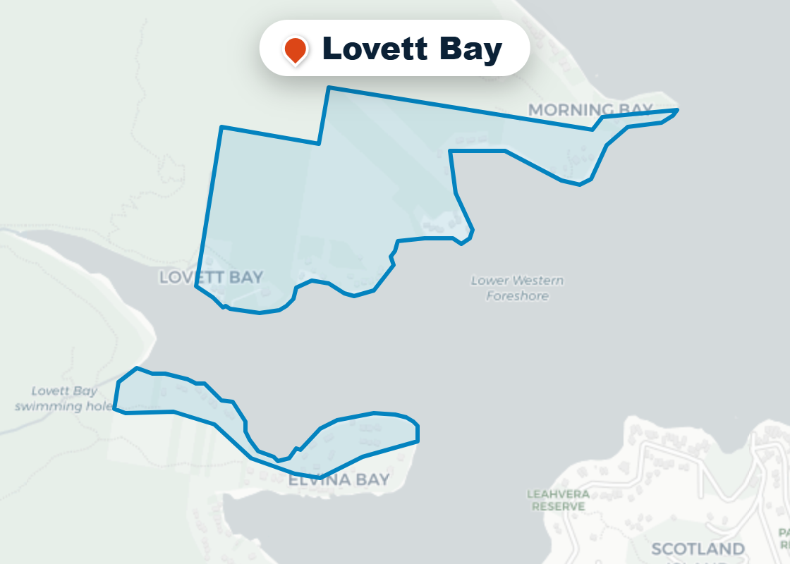 Map of Mr Splash plumbing service area in Lovett Bay