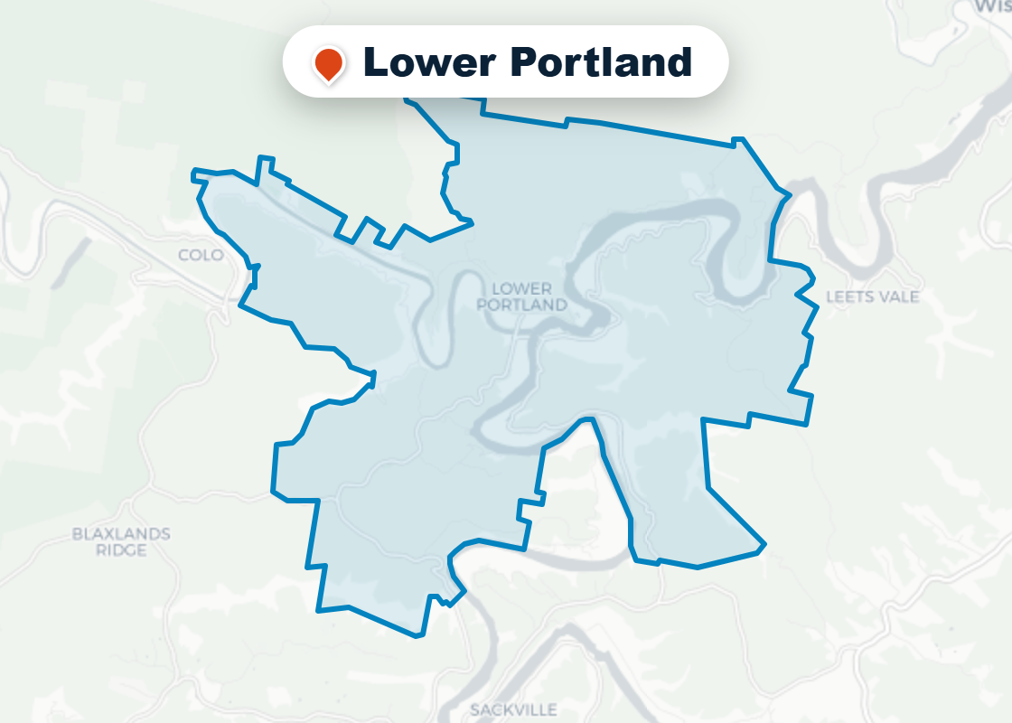 Map of Mr Splash plumbing service area in Lower Portland