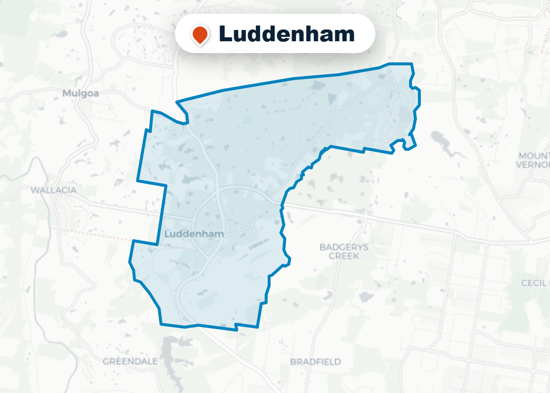 Map of Mr Splash plumbing service area in Luddenham