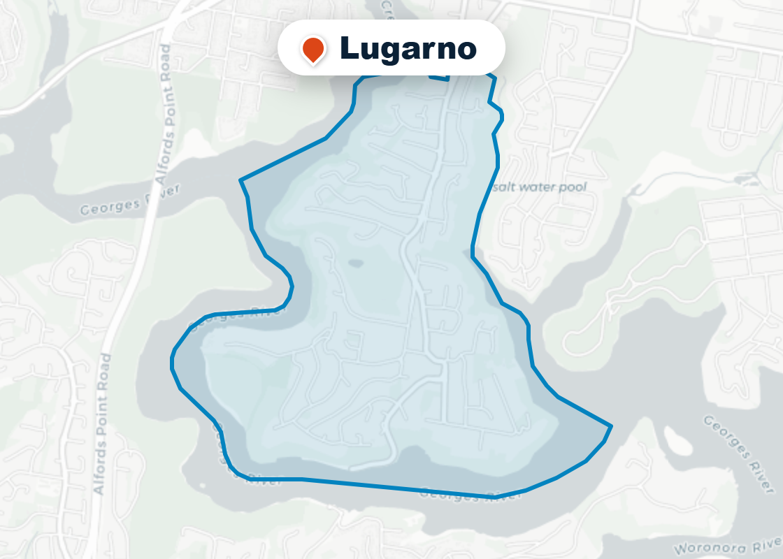 Map of Mr Splash plumbing service area in Lugarno