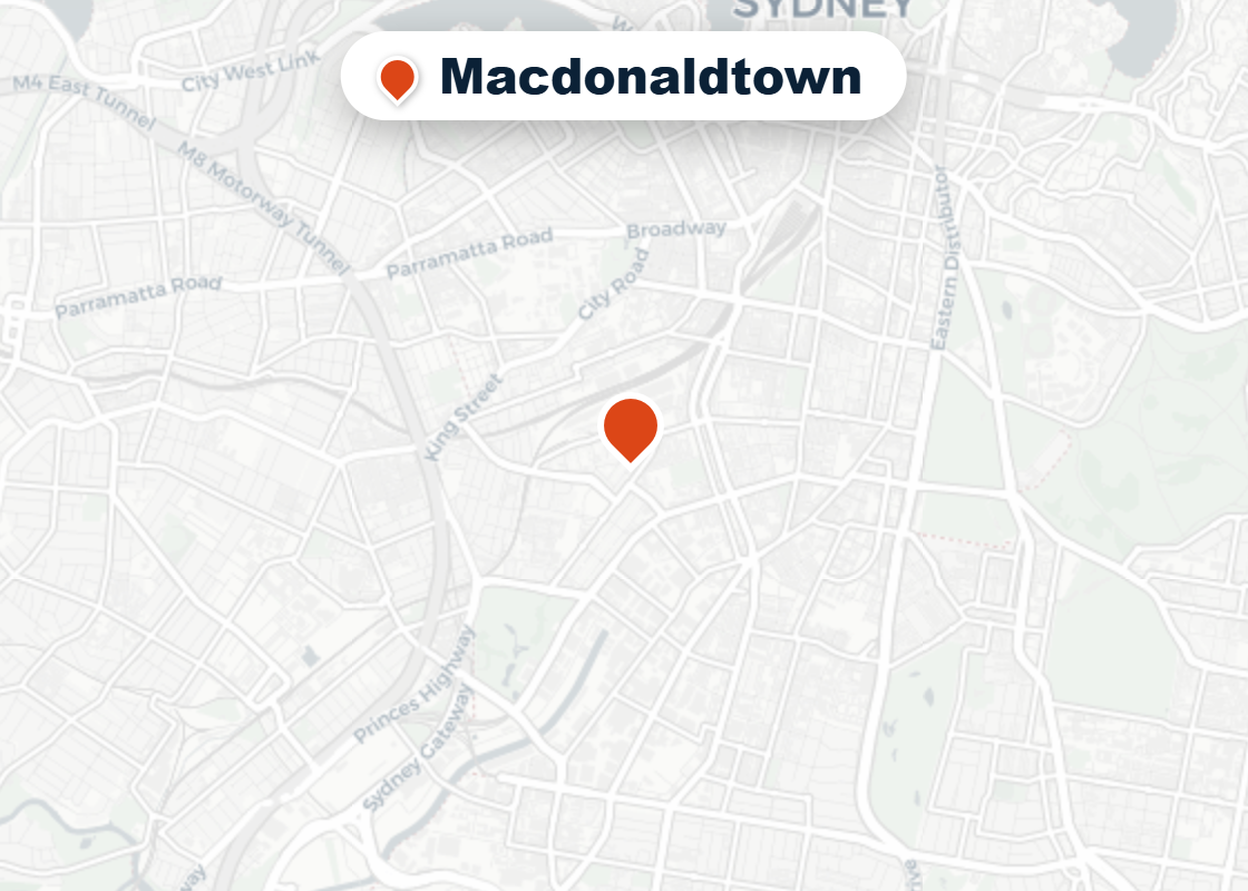 Map of Mr Splash plumbing service area in Macdonaldtown
