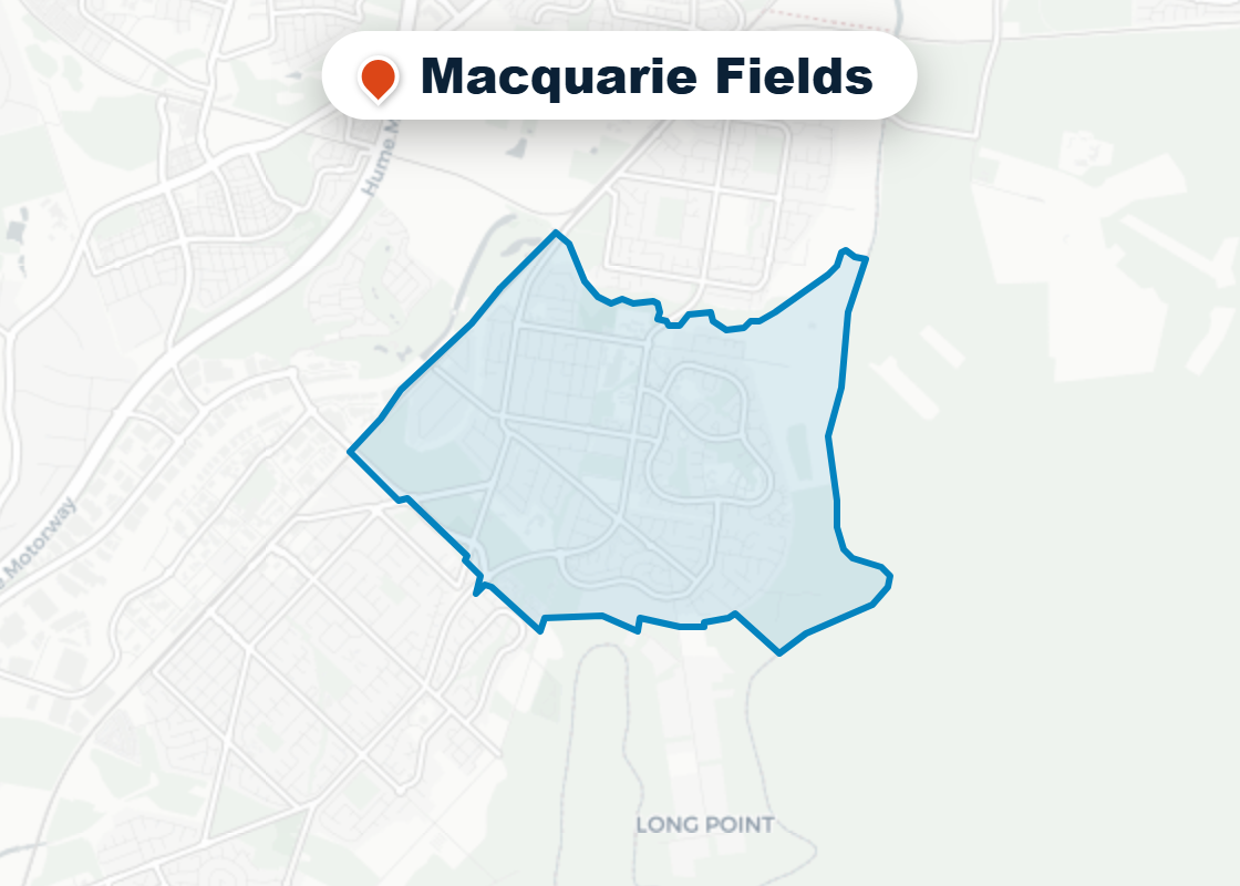 Map of Mr Splash plumbing service area in Macquarie Fields