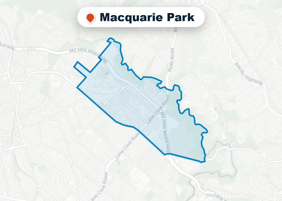 Map of Mr Splash plumbing service area in Macquarie Park