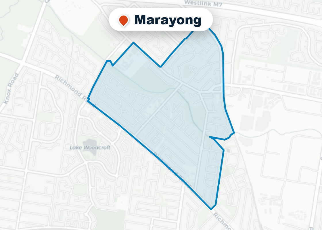 Map of Mr Splash plumbing service area in Marayong