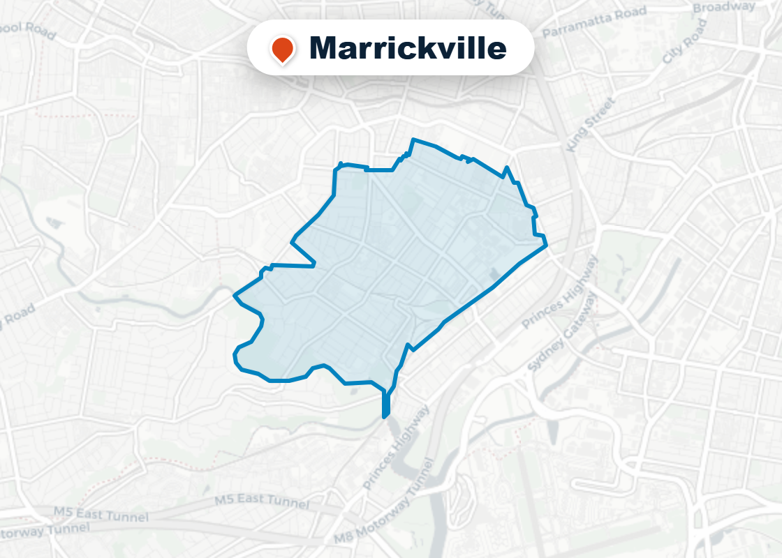 Map of Mr Splash plumbing service area in Marrickville