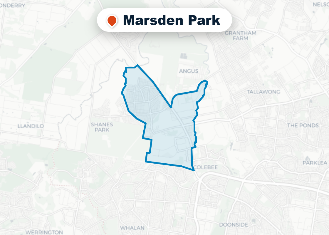 Map of Mr Splash plumbing service area in Marsden Park