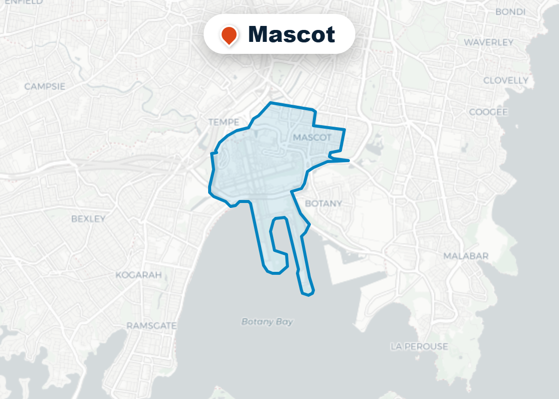 Map of Mr Splash plumbing service area in Mascot