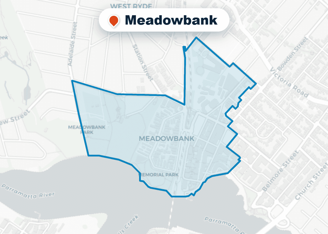 Map of Mr Splash plumbing service area in Meadowbank