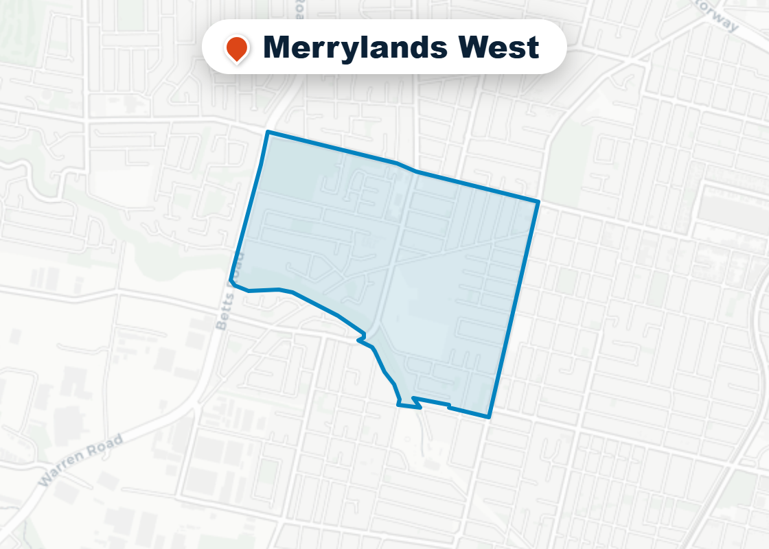 Map of Mr Splash plumbing service area in Merrylands West