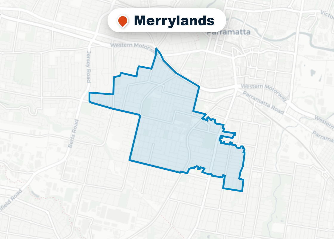 Map of Mr Splash plumbing service area in Merrylands