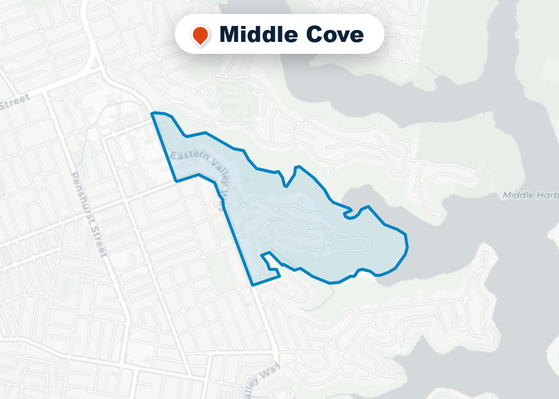 Map of Mr Splash plumbing service area in Middle Cove