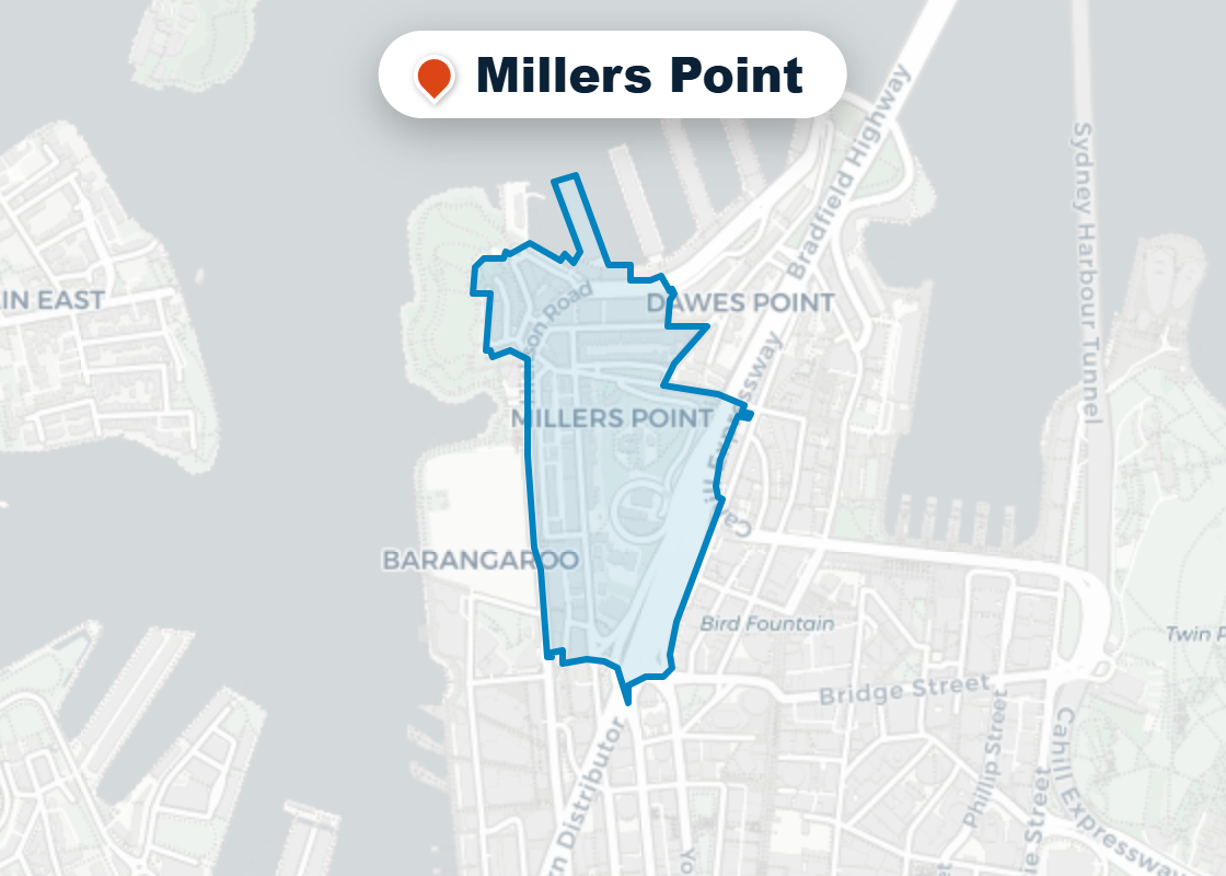 Map of Mr Splash plumbing service area in Millers Point