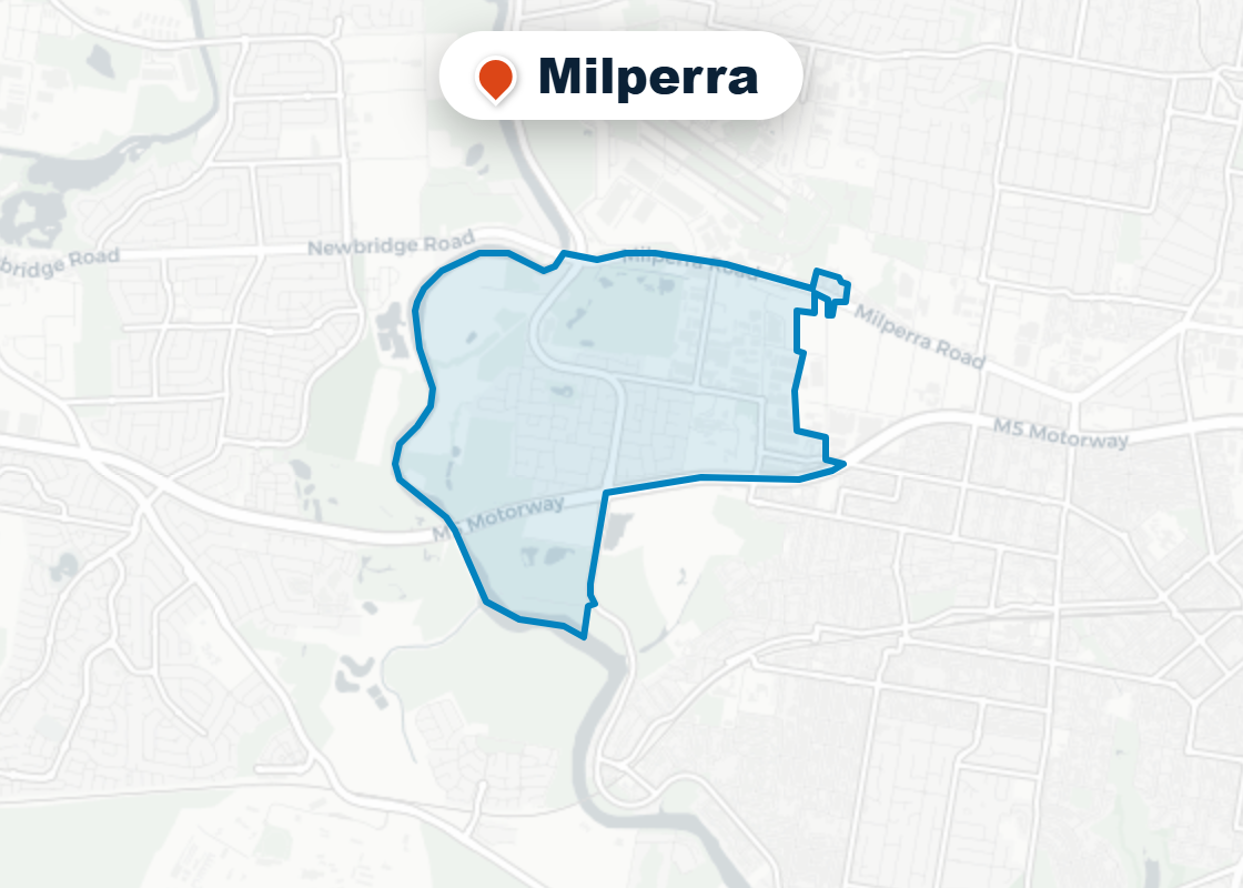 Map of Mr Splash plumbing service area in Milperra