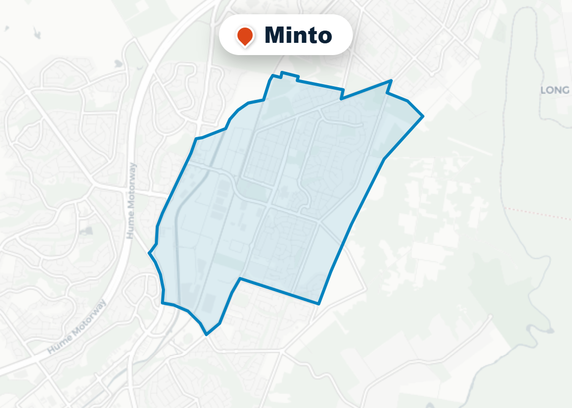 Map of Mr Splash plumbing service area in Minto