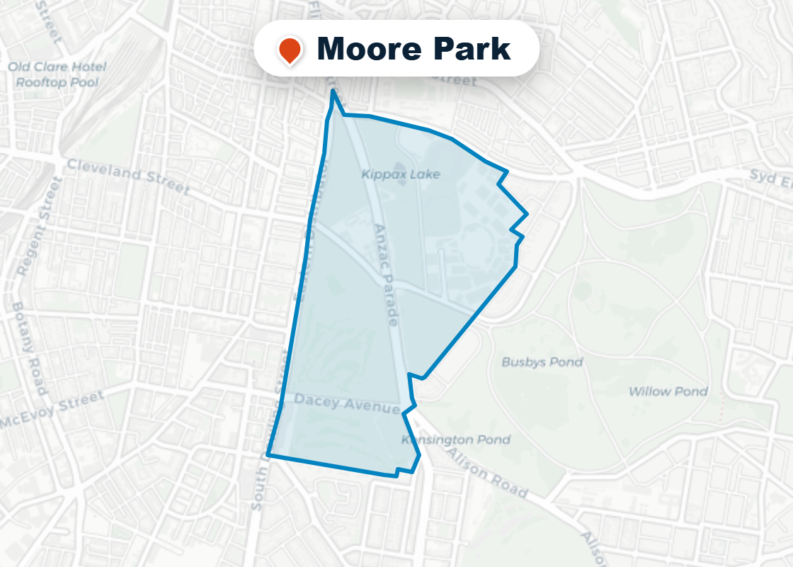 Map of Mr Splash plumbing service area in Moore Park