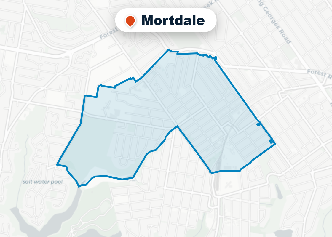 Map of Mr Splash plumbing service area in Mortdale