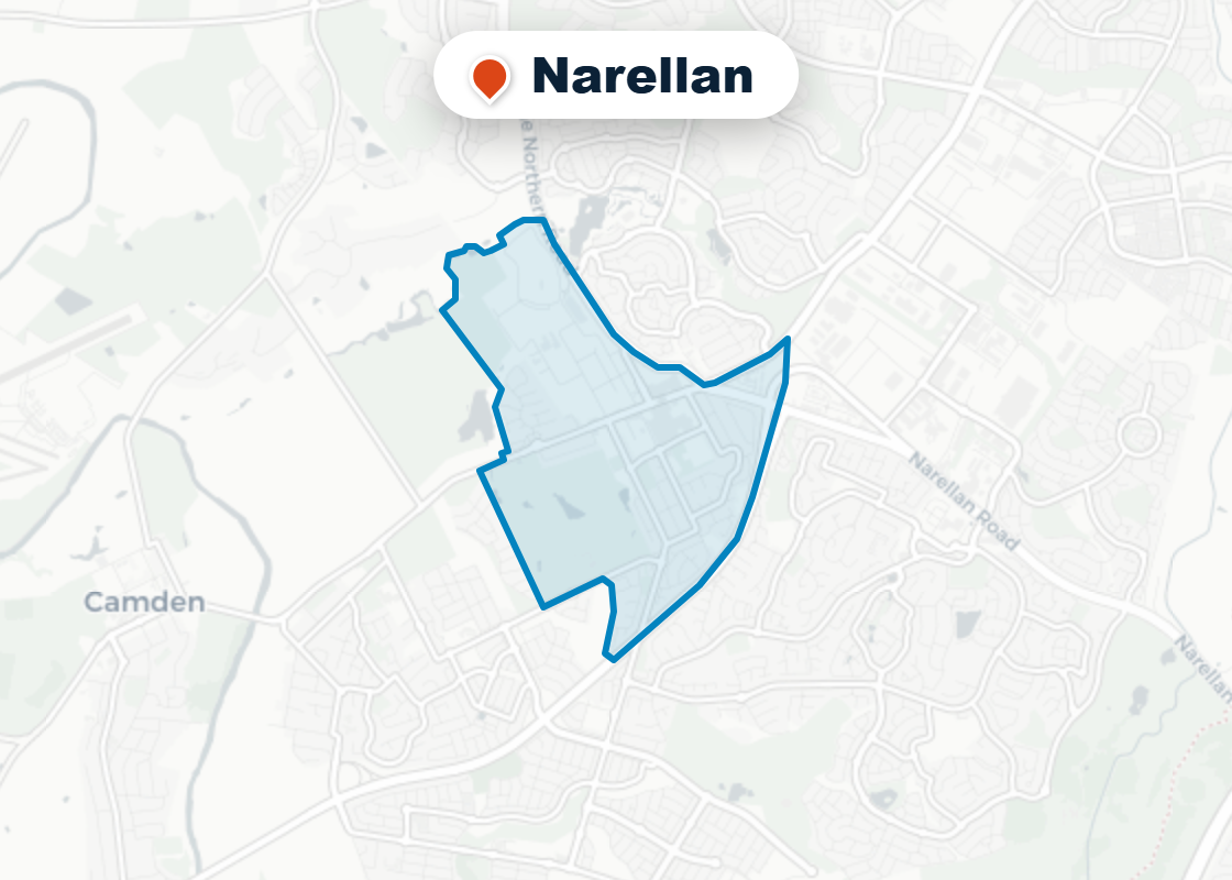 Map of Mr Splash plumbing service area in Narellan