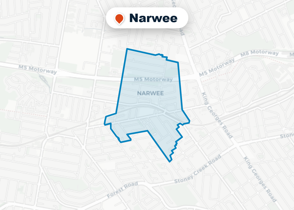 Map of Mr Splash plumbing service area in Narwee